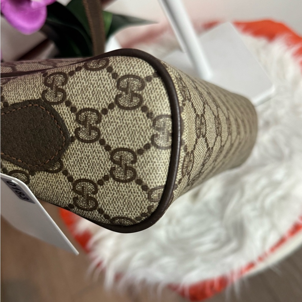 Gucci Brown Canvas and Leather Shoulder Bag with Red & Green Web - Picture 9 of 16